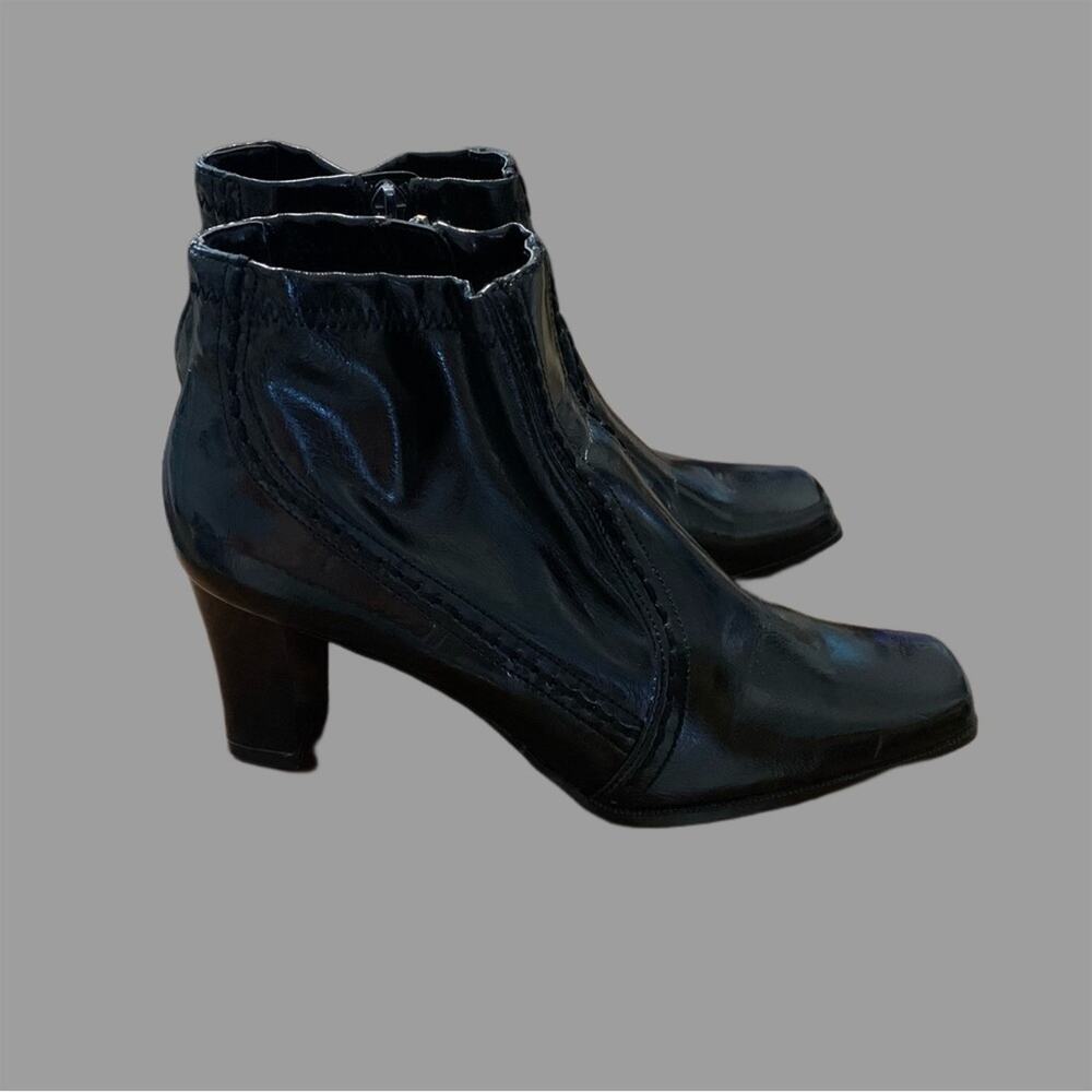 Etienne Aigner Bowie Black Detail Stitching Side Zip Ankle Boot Size 8M